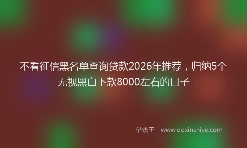 不看征信黑名单查询贷款2026年推荐，归纳5个无视黑白下款8000左右的口子