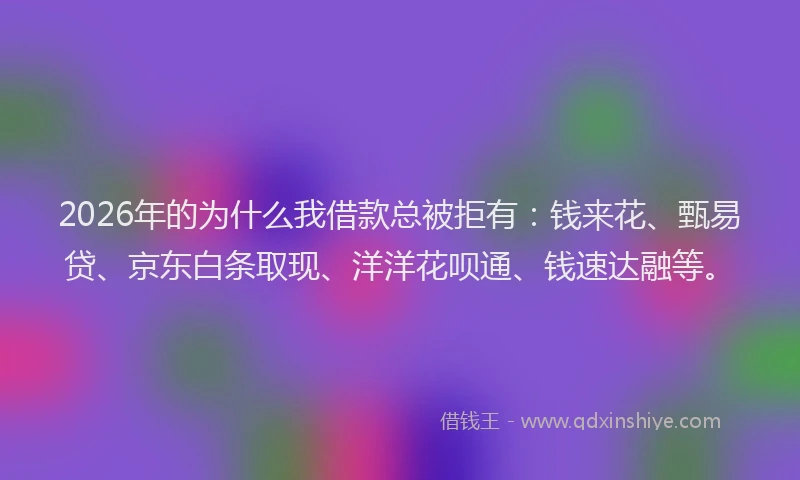 2026年的为什么我借款总被拒有：钱来花、甄易贷、京东白条取现、洋洋花呗通、钱速达融等。