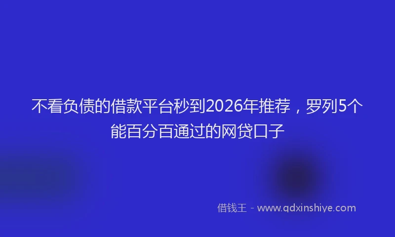不看负债的借款平台秒到2026年推荐，罗列5个能百分百通过的网贷口子