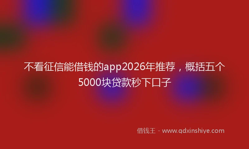 不看征信能借钱的app2026年推荐，概括五个5000块贷款秒下口子