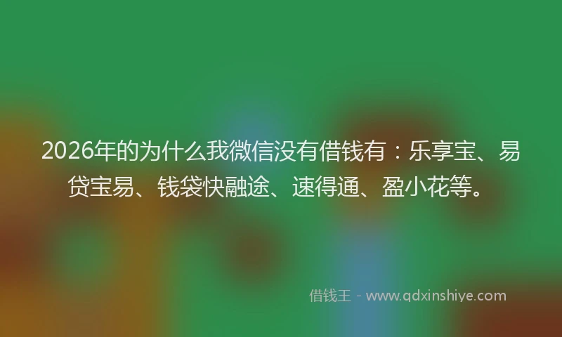2026年的为什么我微信没有借钱有：乐享宝、易贷宝易、钱袋快融途、速得通、盈小花等。