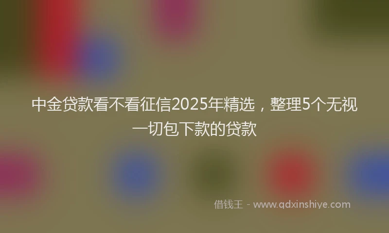 中金贷款看不看征信2025年精选，整理5个无视一切包下款的贷款