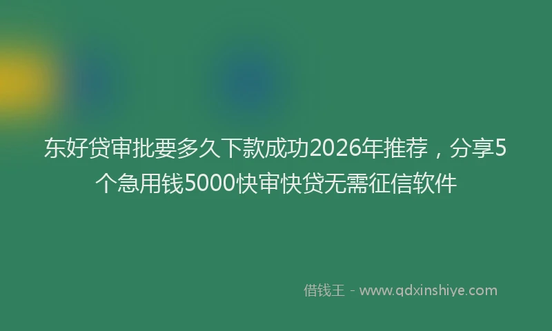 东好贷审批要多久下款成功2026年推荐，分享5个急用钱5000快审快贷无需征信软件