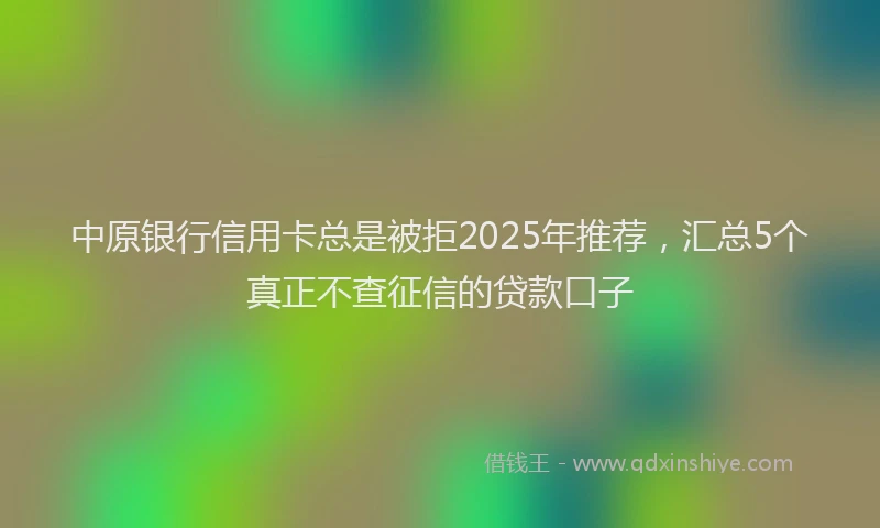 中原银行信用卡总是被拒2025年推荐，汇总5个真正不查征信的贷款口子