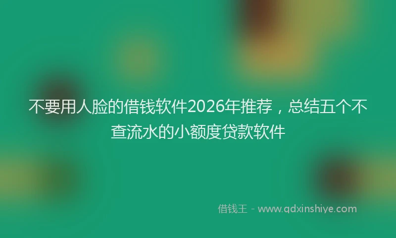 不要用人脸的借钱软件2026年推荐，总结五个不查流水的小额度贷款软件