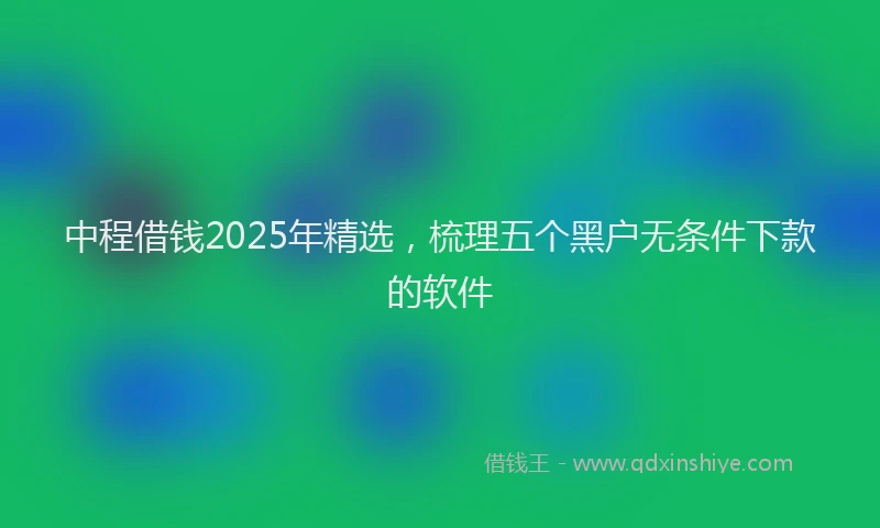 中程借钱2025年精选,梳理五个黑户无条件下款的软件
