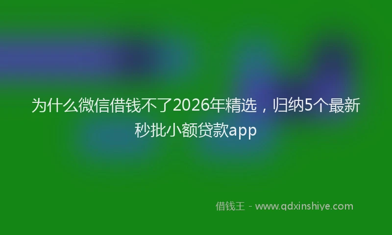 为什么微信借钱不了2026年精选，归纳5个最新秒批小额贷款app
