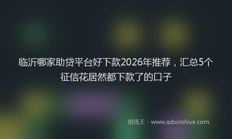 临沂哪家助贷平台好下款2026年推荐，汇总5个征信花居然都下款了的口子