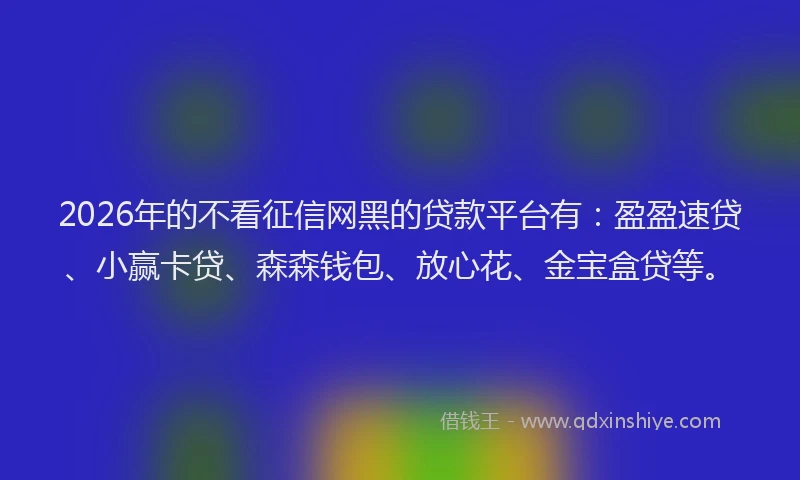 2026年的不看征信网黑的贷款平台有:盈盈速贷、小赢卡贷、森森钱包、放心花、金宝盒贷等。