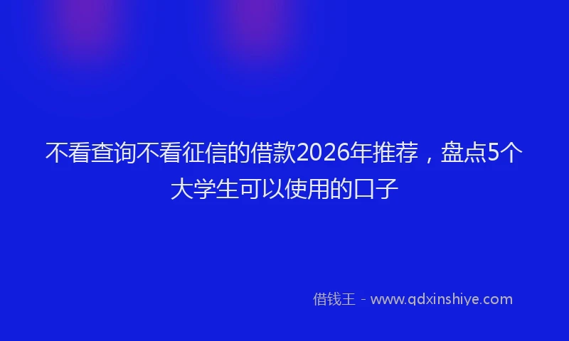 不看查询不看征信的借款2026年推荐，盘点5个大学生可以使用的口子