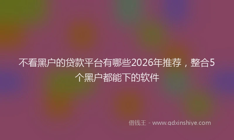 不看黑户的贷款平台有哪些2026年推荐，整合5个黑户都能下的软件