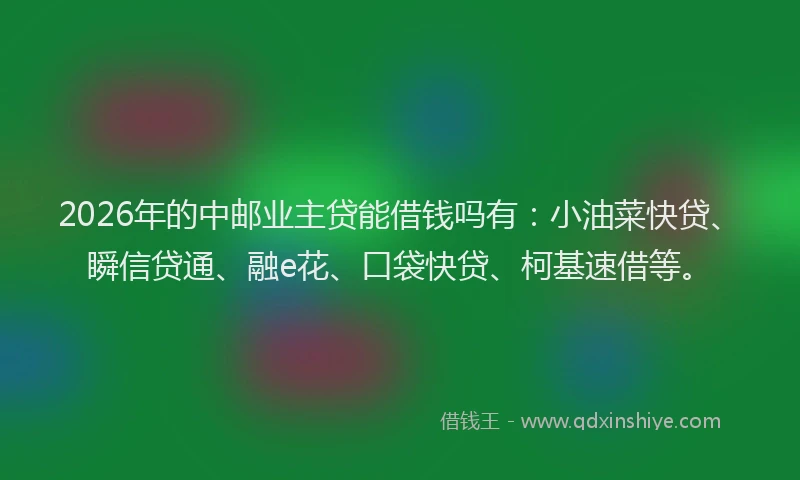 2026年的中邮业主贷能借钱吗有:小油菜快贷、瞬信贷通、融e花、口袋快贷、柯基速借等。