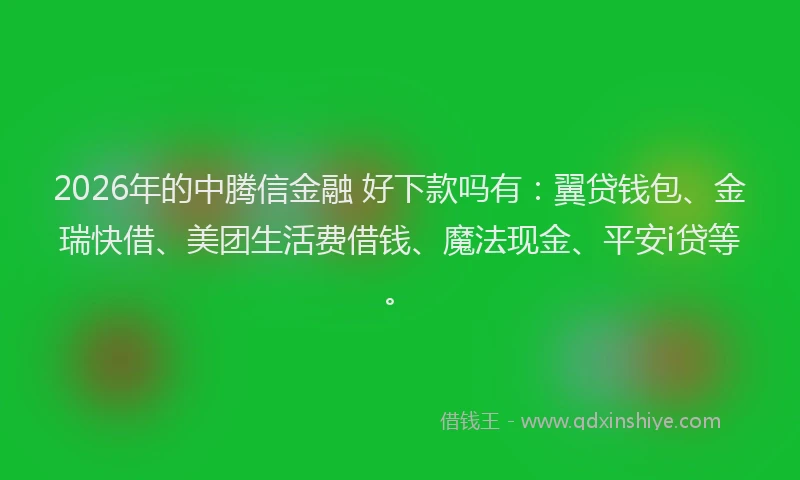 2026年的中腾信金融 好下款吗有:翼贷钱包、金瑞快借、美团生活费借钱、魔法现金、平安i贷等。