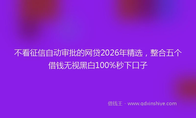不看征信自动审批的网贷2026年精选，整合五个借钱无视黑白100%秒下口子