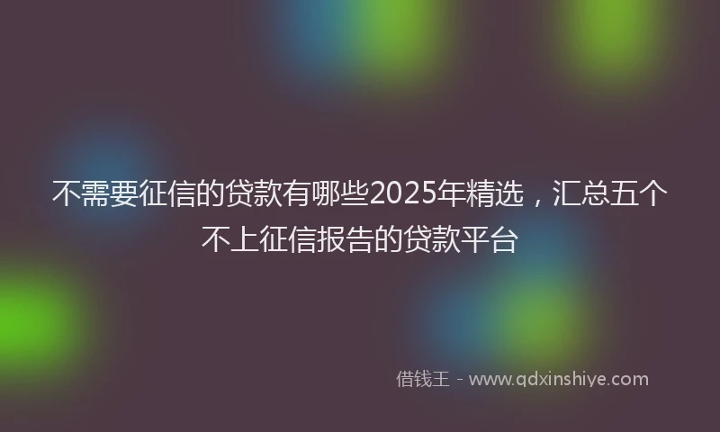 不需要征信的贷款有哪些2025年精选,汇总五个不上征信报告的贷款平台