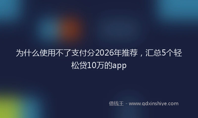 为什么使用不了支付分2026年推荐，汇总5个轻松贷10万的app