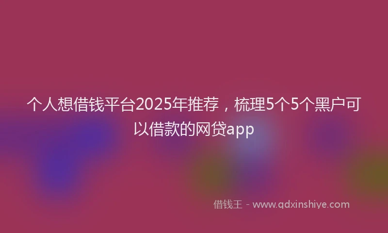 个人想借钱平台2025年推荐，梳理5个5个黑户可以借款的网贷app
