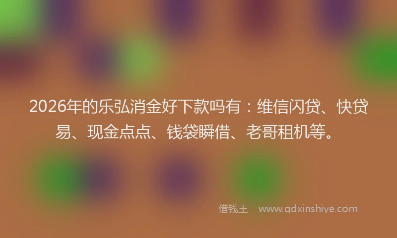 2026年的乐弘消金好下款吗有：维信闪贷、快贷易、现金点点、钱袋瞬借、老哥租机等。