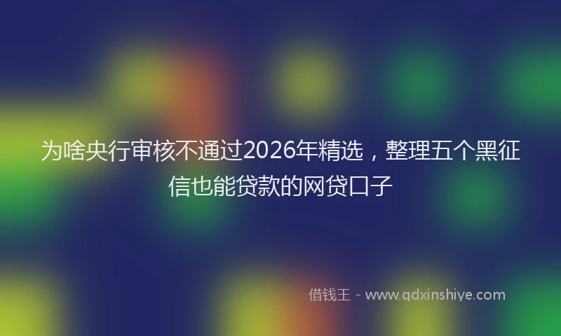 为啥央行审核不通过2026年精选，整理五个黑征信也能贷款的网贷口子
