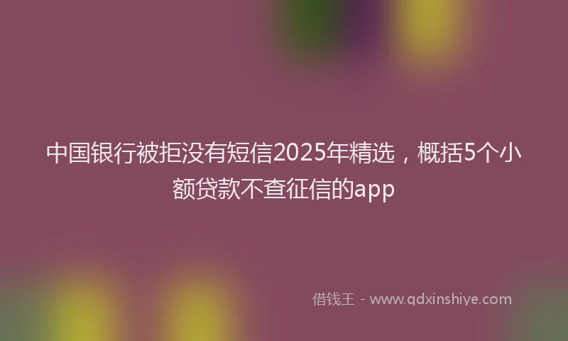 中国银行被拒没有短信2025年精选，概括5个小额贷款不查征信的app