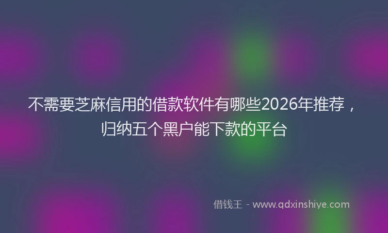不需要芝麻信用的借款软件有哪些2026年推荐，归纳五个黑户能下款的平台