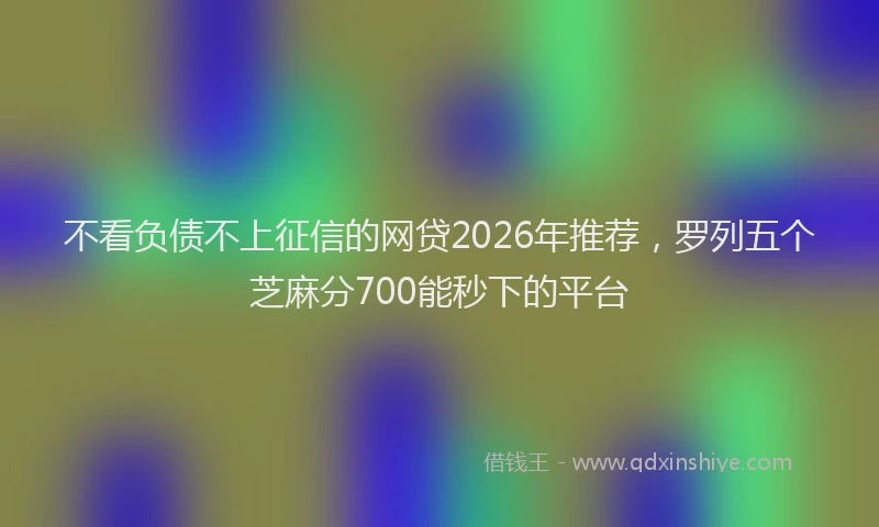不看负债不上征信的网贷2026年推荐，罗列五个芝麻分700能秒下的平台