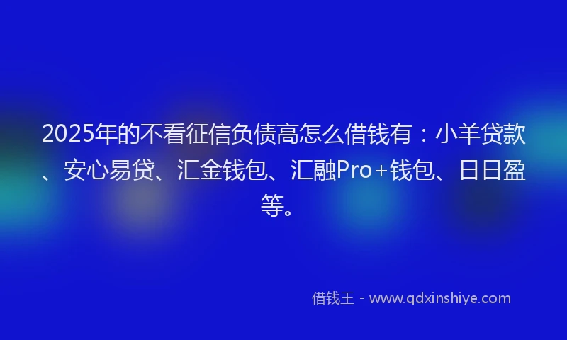 2025年的不看征信负债高怎么借钱有：小羊贷款、安心易贷、汇金钱包、汇融Pro+钱包、日日盈等。