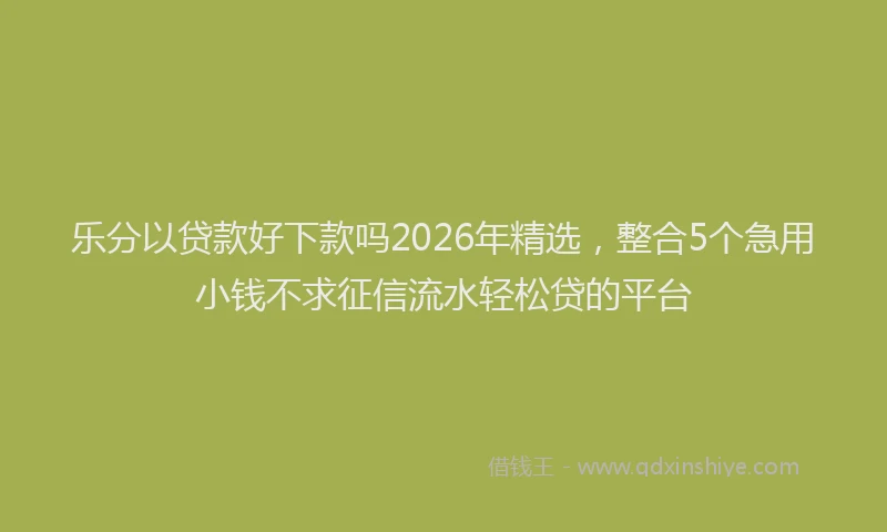 乐分以贷款好下款吗2026年精选,整合5个急用小钱不求征信流水轻松贷的平台