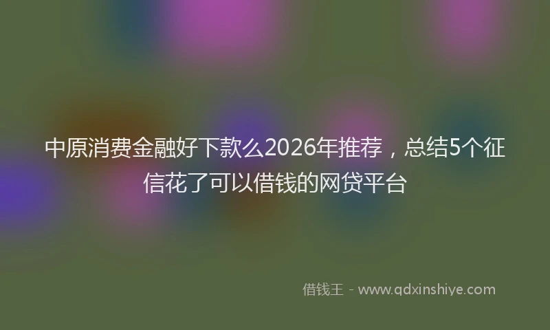 中原消费金融好下款么2026年推荐，总结5个征信花了可以借钱的网贷平台