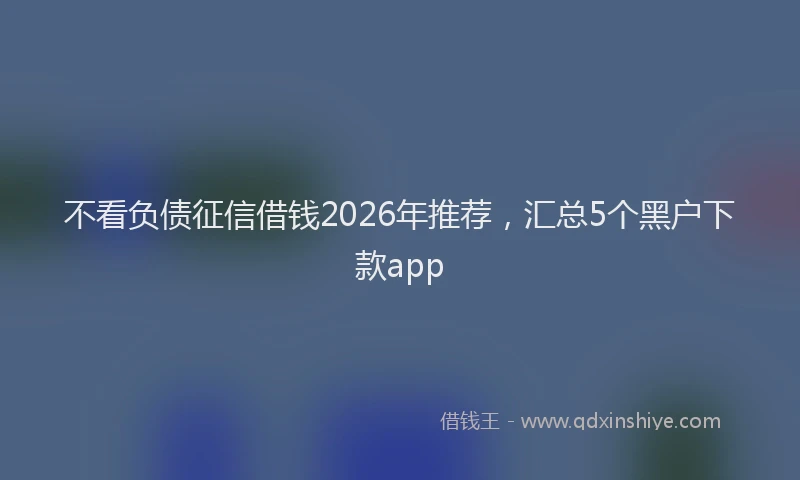 不看负债征信借钱2026年推荐，汇总5个黑户下款app
