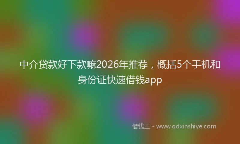 中介贷款好下款嘛2026年推荐，概括5个手机和身份证快速借钱app