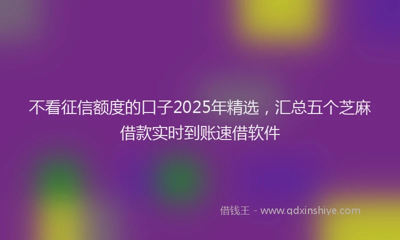 不看征信额度的口子2025年精选，汇总五个芝麻借款实时到账速借软件
