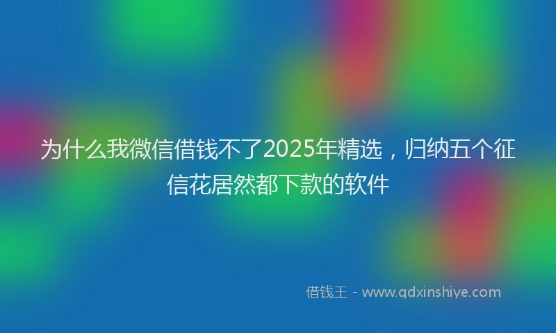 为什么我微信借钱不了2025年精选，归纳五个征信花居然都下款的软件