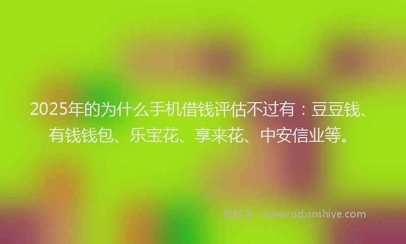 2025年的为什么手机借钱评估不过有：豆豆钱、有钱钱包、乐宝花、享来花、中安信业等。
