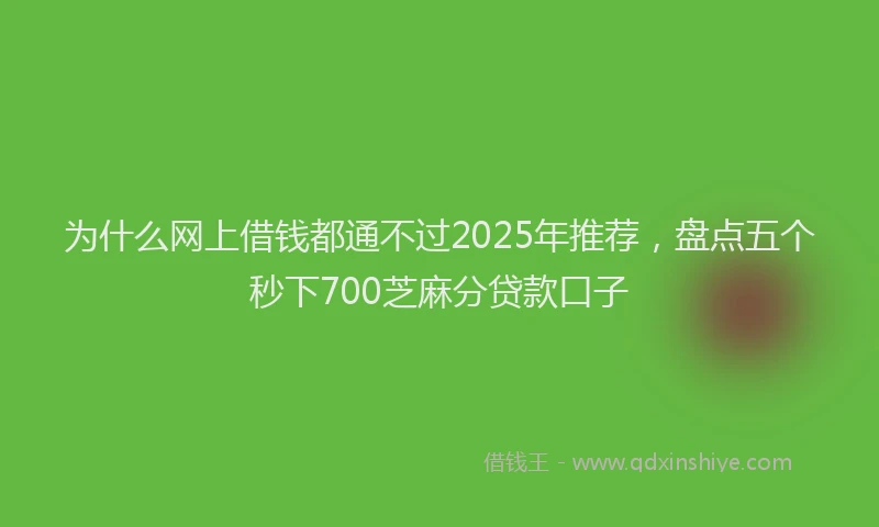 为什么网上借钱都通不过2025年推荐，盘点五个秒下700芝麻分贷款口子