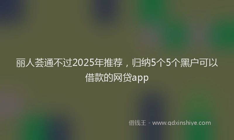 丽人荟通不过2025年推荐，归纳5个5个黑户可以借款的网贷app