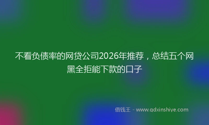 不看负债率的网贷公司2026年推荐，总结五个网黑全拒能下款的口子