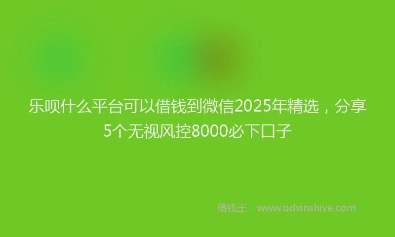 乐呗什么平台可以借钱到微信2025年精选,分享5个无视风控8000必下口子