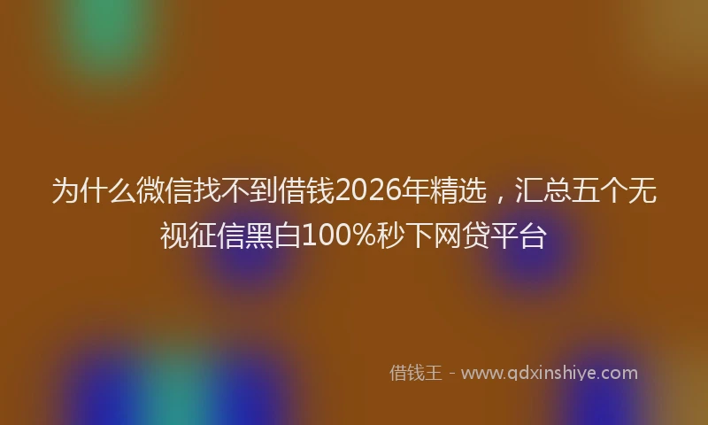 为什么微信找不到借钱2026年精选，汇总五个无视征信黑白100%秒下网贷平台