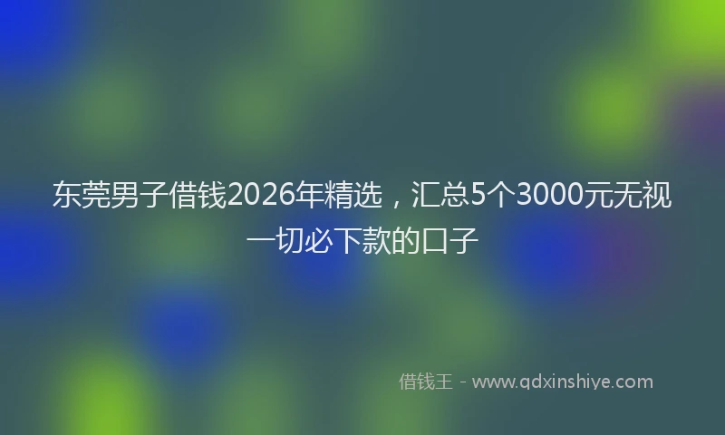 东莞男子借钱2026年精选，汇总5个3000元无视一切必下款的口子