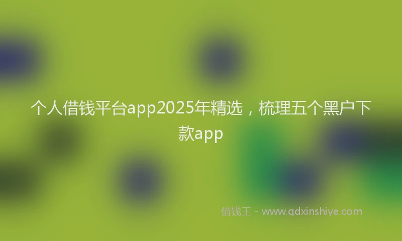 个人借钱平台app2025年精选，梳理五个黑户下款app