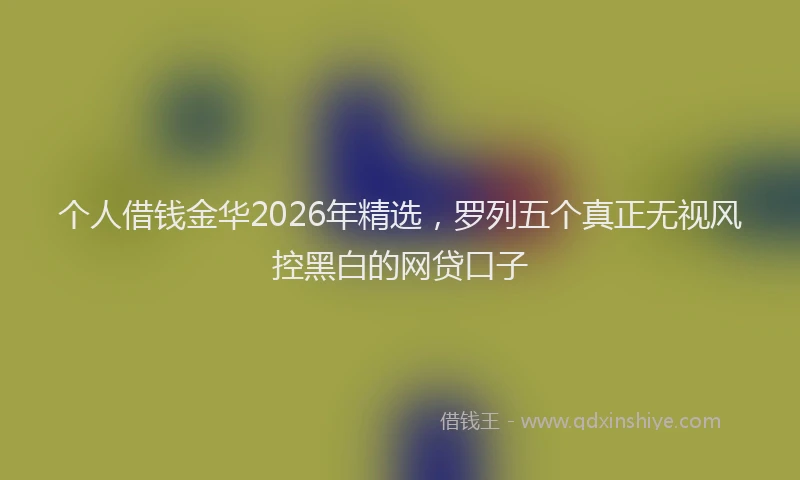 个人借钱金华2026年精选，罗列五个真正无视风控黑白的网贷口子