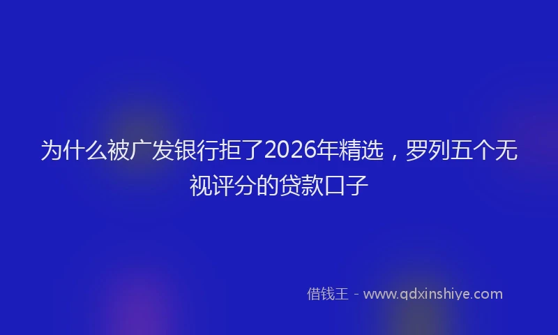 为什么被广发银行拒了2026年精选，罗列五个无视评分的贷款口子