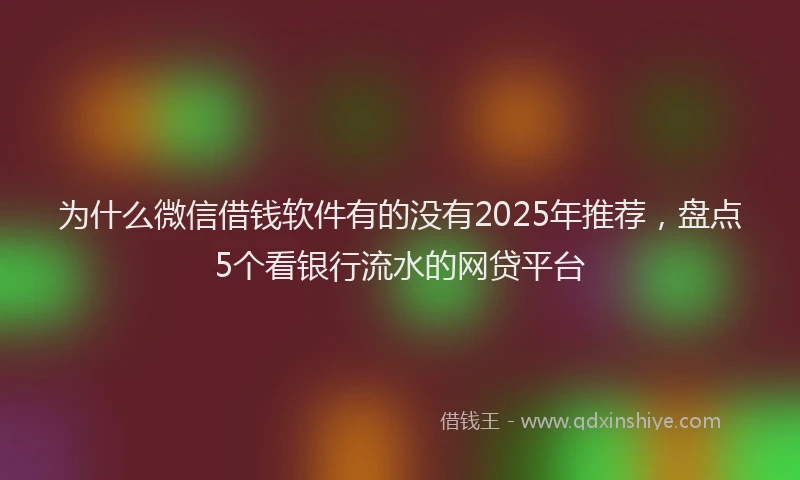 为什么微信借钱软件有的没有2025年推荐，盘点5个看银行流水的网贷平台