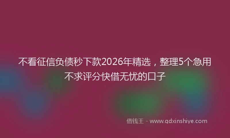 不看征信负债秒下款2026年精选，整理5个急用不求评分快借无忧的口子