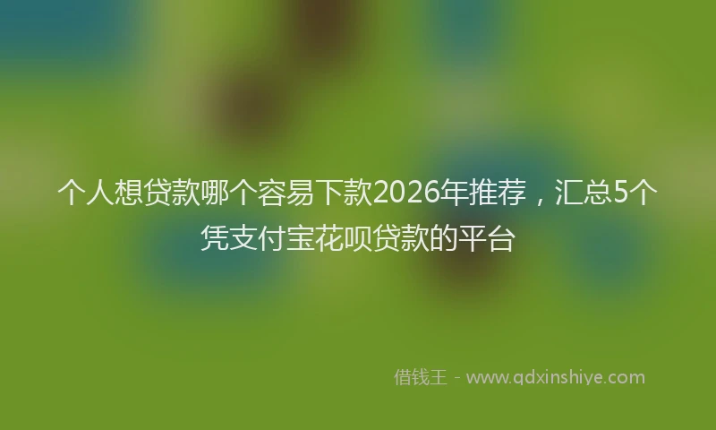 个人想贷款哪个容易下款2026年推荐，汇总5个凭支付宝花呗贷款的平台