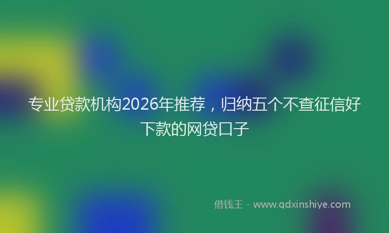 专业贷款机构2026年推荐，归纳五个不查征信好下款的网贷口子
