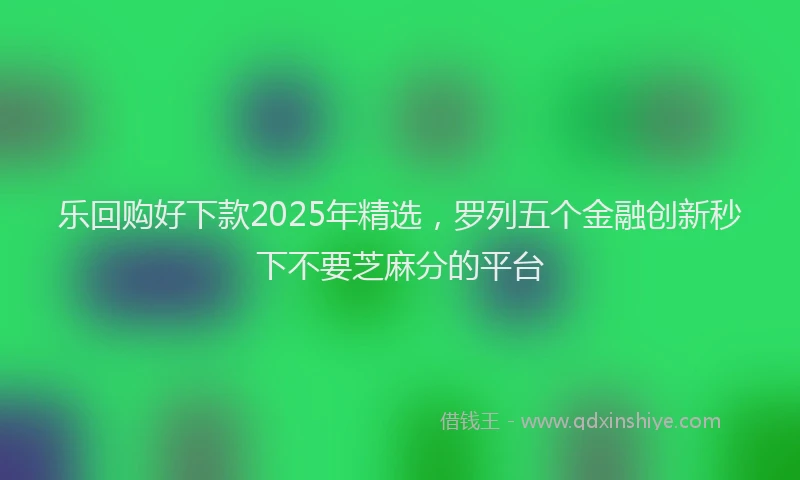 乐回购好下款2025年精选，罗列五个金融创新秒下不要芝麻分的平台