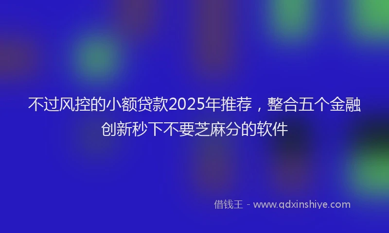 不过风控的小额贷款2025年推荐，整合五个金融创新秒下不要芝麻分的软件