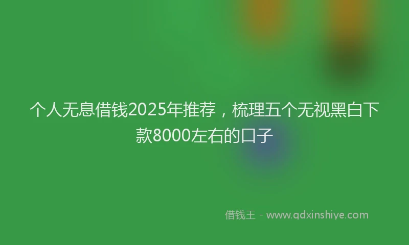 个人无息借钱2025年推荐，梳理五个无视黑白下款8000左右的口子